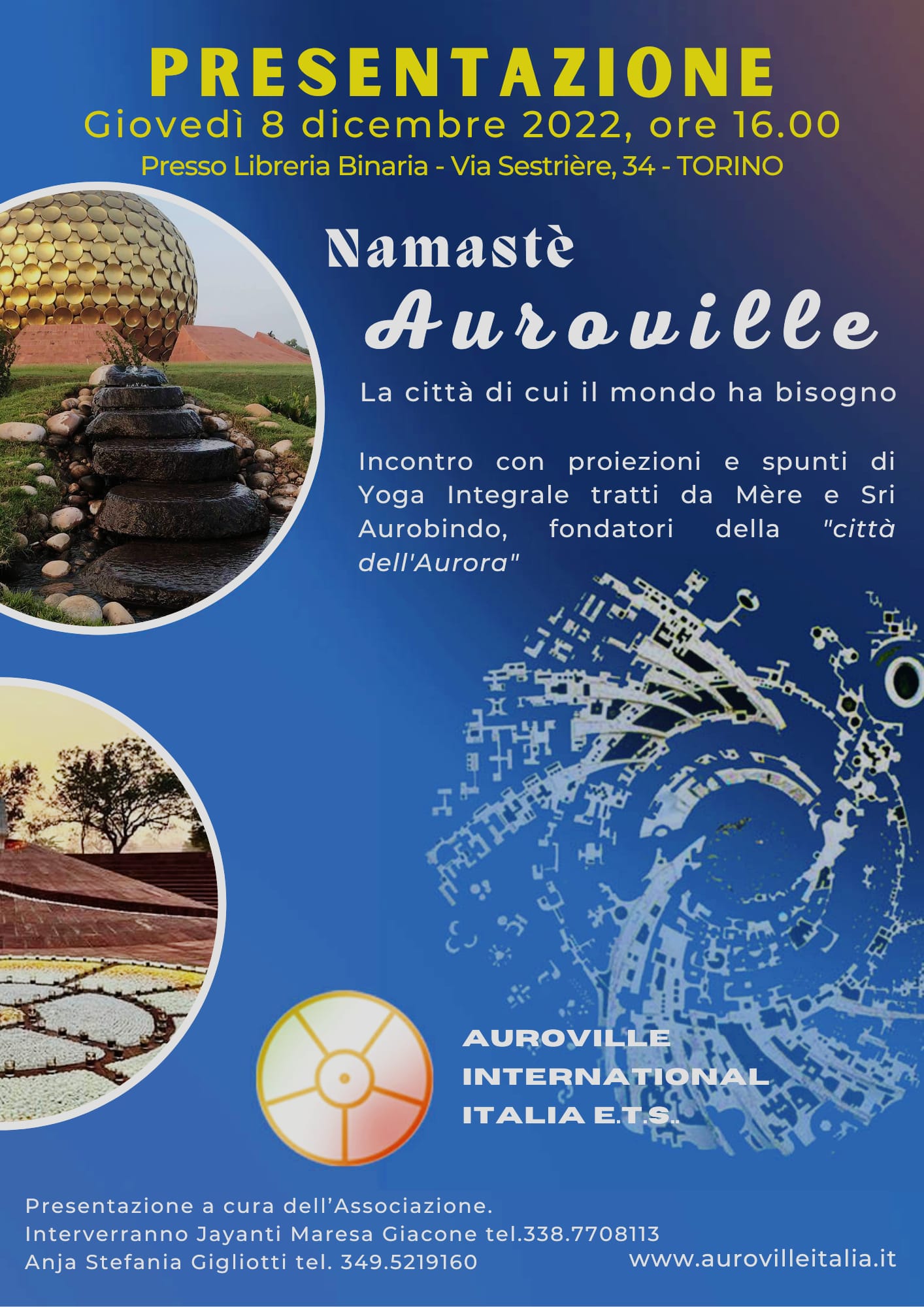 Namastè Auroville | Giovedì 8 Dicembre Ore 16:00 | Libreria Binaria | Torino