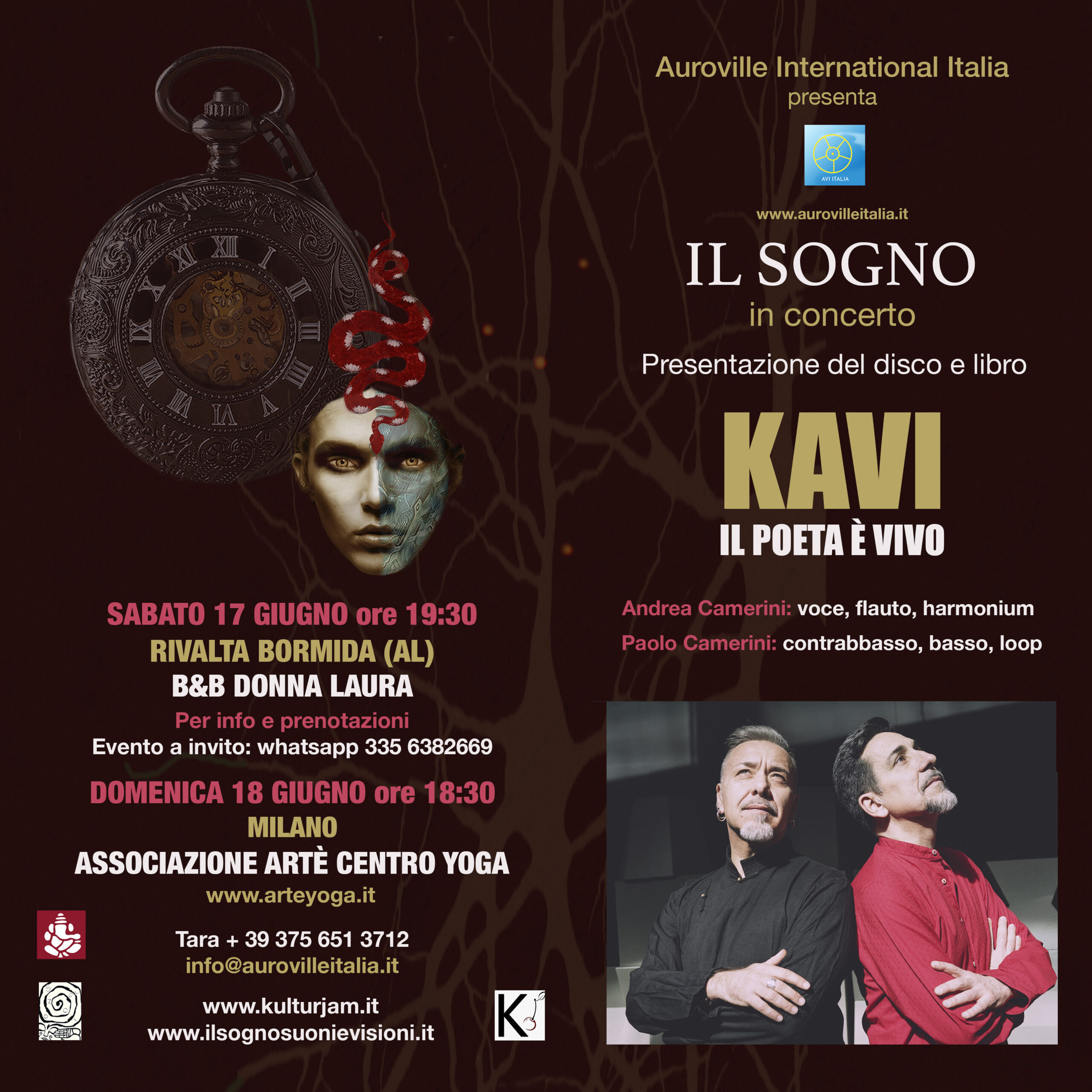 Il Sogno in Concerto | Kavi: Il Poeta è Vivo | 17 – 18 Giugno | Rivalta Bormida (AL) e Milano